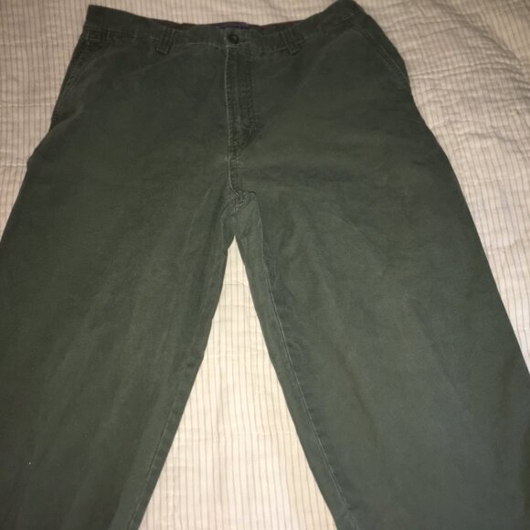 Vintage Izod Rock Washed Green Canvas Pants Size 36x32 RN 36543 side pocket. - Picture 3 of 11